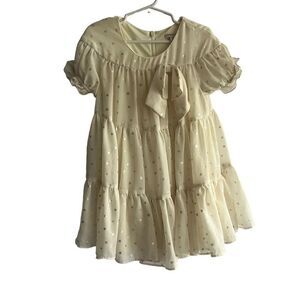 Kid's Habitual Cream & Silver Polka Dot Dress